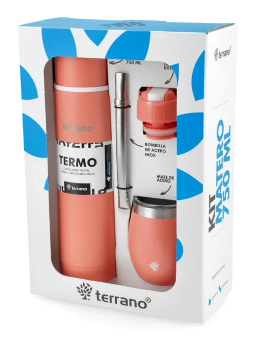 Kit Termo Bala + Mate con bombilla - Coral