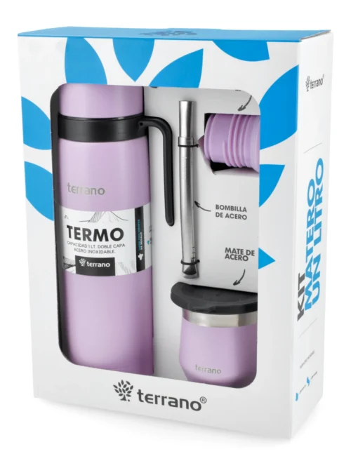 Kit Termo Manija Rígida Con Mate Flap y Bombilla - Lila