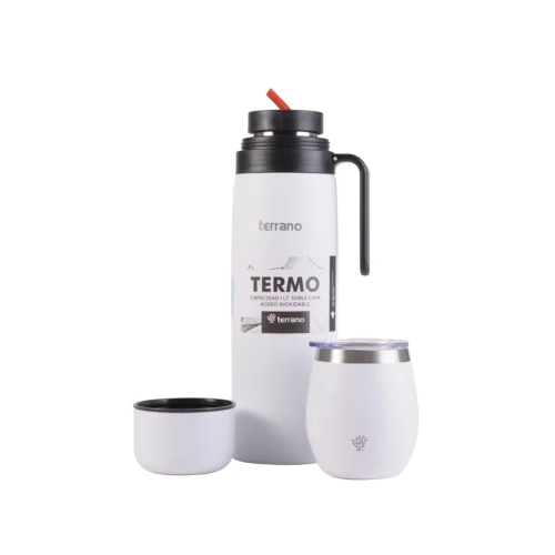 Kit Termo Manija Rigida + Mate con Tapa - Blanco