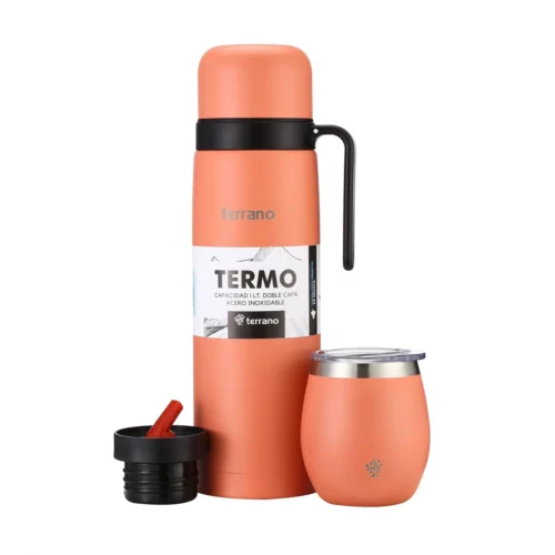 Kit Termo Manija Rigida + Mate con Tapa - Coral