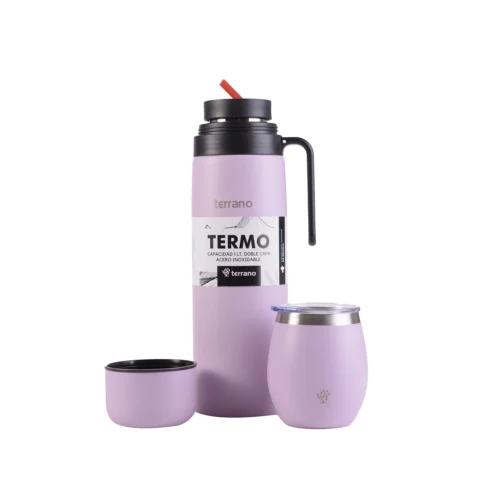Kit Termo Manija Rigida + Mate con Tapa - Lila