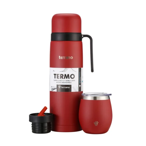 Kit Termo Manija Rigida + Mate con Tapa - Rojo