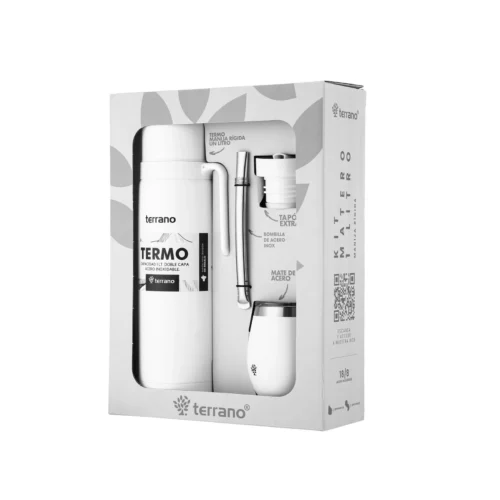 Kit Termo Manija Rígida + Mate con Tapa y bombilla - Blanco