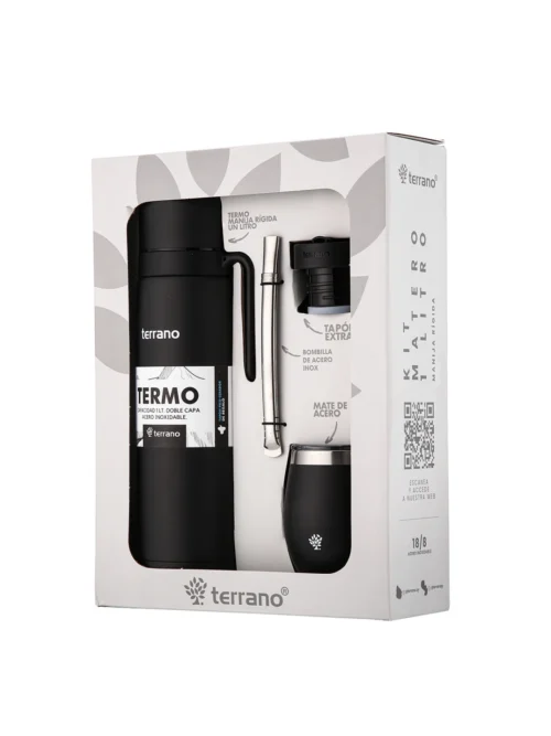 Kit Termo Manija Rígida + Mate con Tapa y bombilla - Negro
