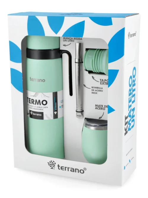 Kit Termo Manija Rígida + Mate con Tapa y bombilla - Verde Agua