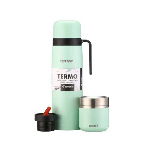 Kit Termo Manija Rigida + Mate Folkie - Verde Agua