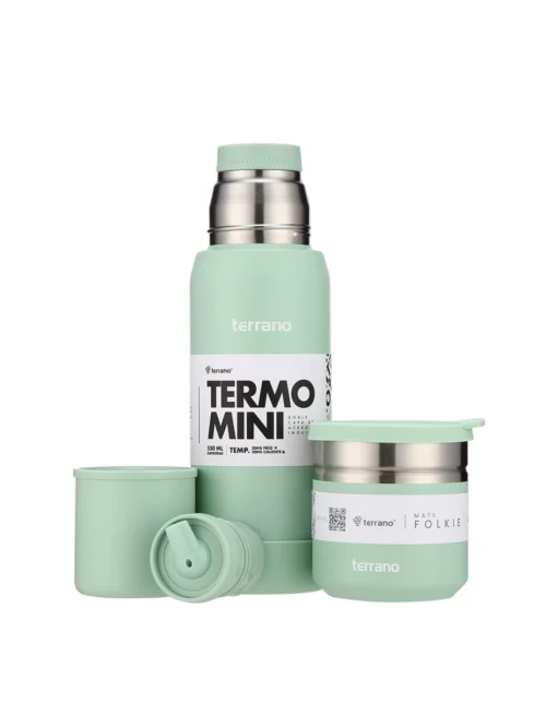 Kit Termo Mini + Mate Folkie - Verde Agua
