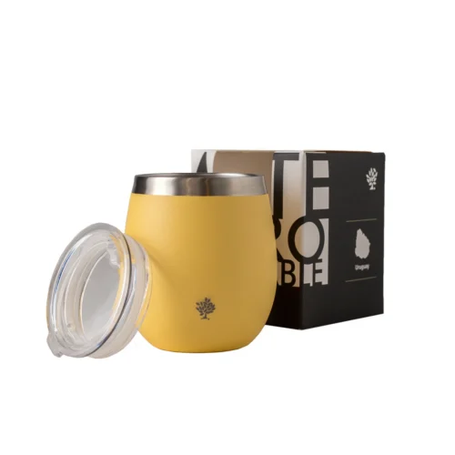Mate Acero Inox. con Tapa - Amarillo Pastel