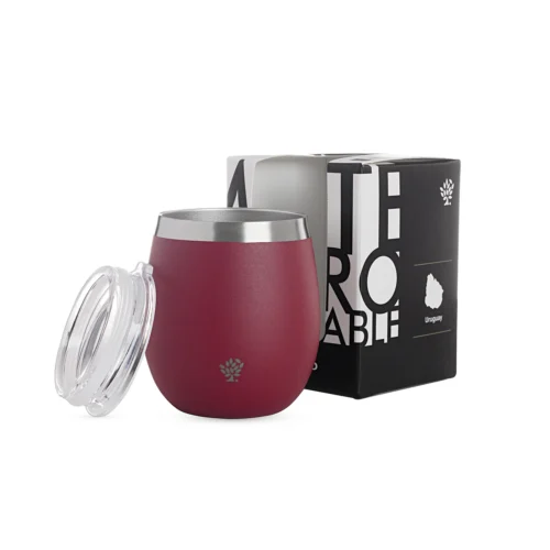 Mate Acero Inox. con Tapa - Bordó