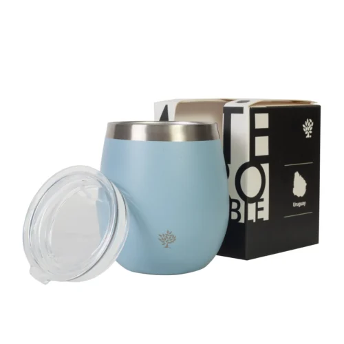 Mate Acero Inox. con Tapa - Celeste