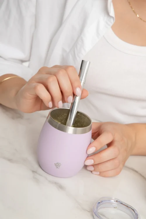 Mate Acero Inox. con Tapa - Lila