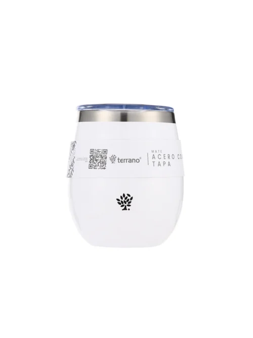 Mate Acero Inox. con Tapa Metalizado - Blanco