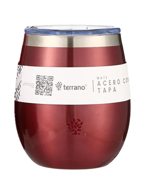 Mate Acero Inox. con Tapa Metalizado - Rojo