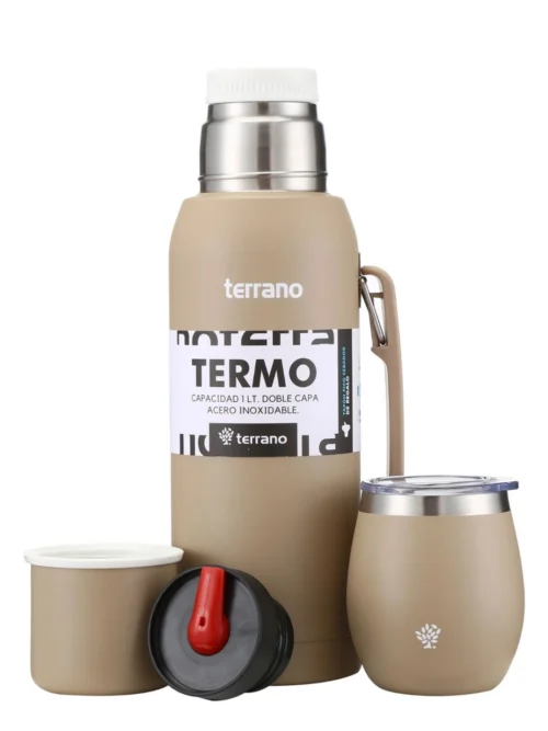 Set Acero 1Lt. Mate con Tapa - Arena