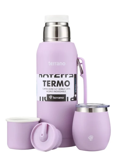 Set Acero 1Lt. Mate con Tapa - Lila