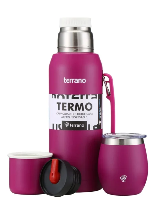 Set Acero 1Lt. Mate con Tapa - Violeta