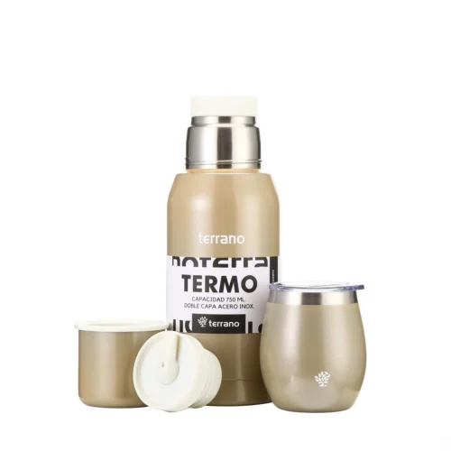 Set Acero 750ml / Mate con Tapa - Plata