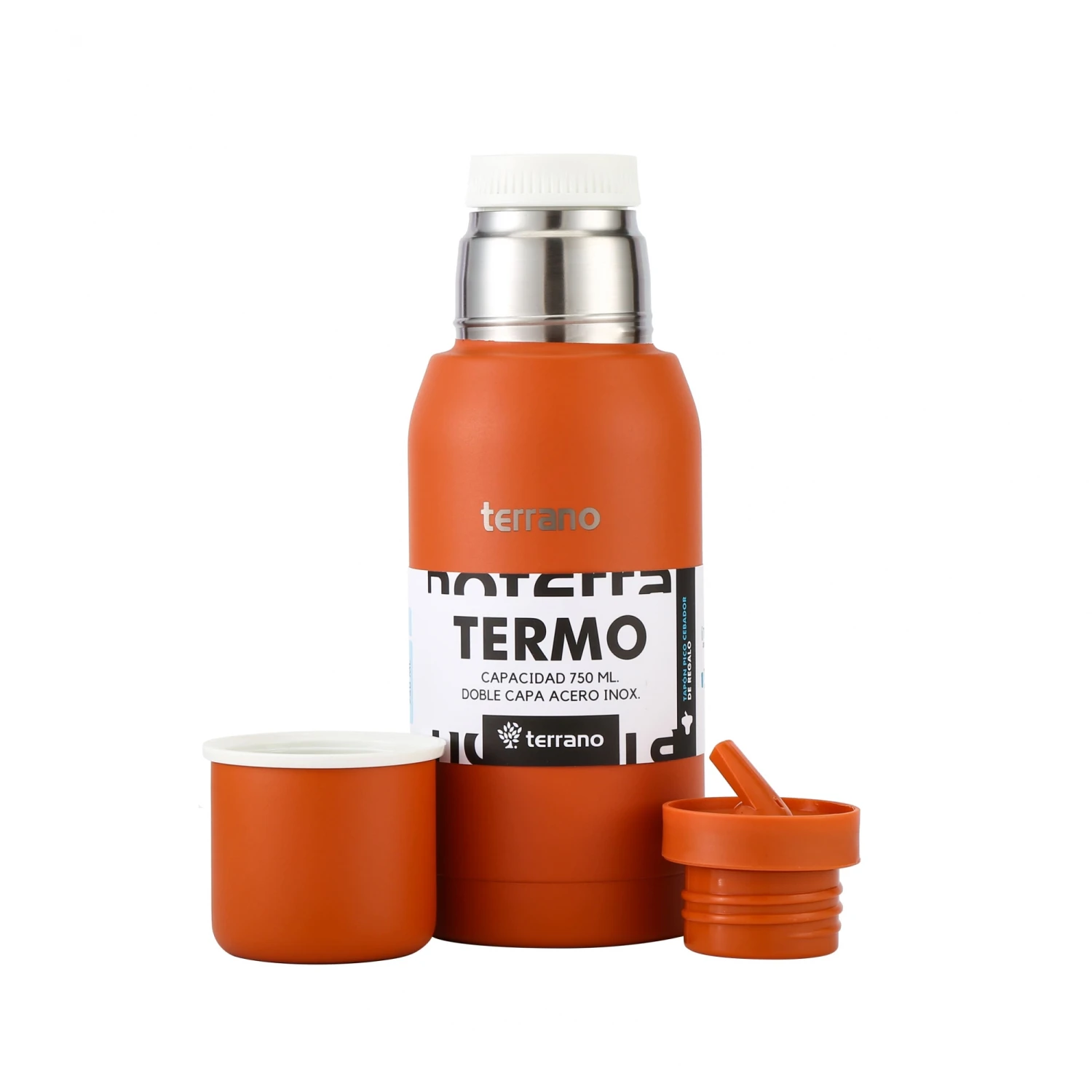 Set Acero 750ml / Mate con Tapa - Terracota 2 Set Acero 750ml / Mate con Tapa - Terracota - Imagen 2