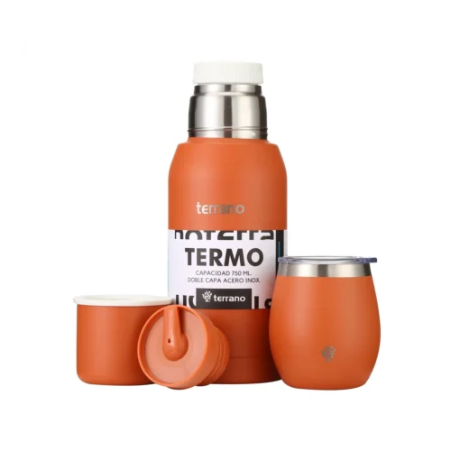 Set Acero 750ml / Mate con Tapa - Terracota