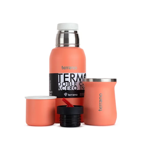 Set Acero 750ml + Mate Tradicional - Coral