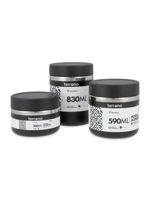 Set x3 Contenedores de alimento - Negro