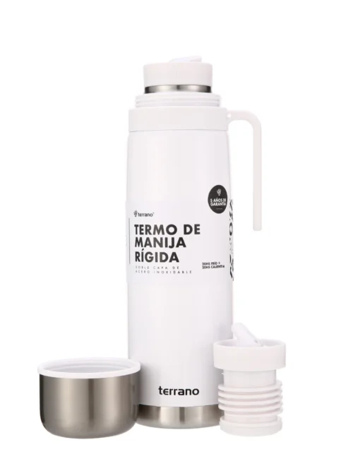 Termo 1Lt. Premium Manija Rigida Metalizado - Blanco