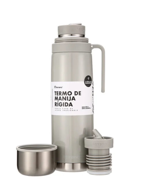 Termo 1Lt. Premium Manija Rigida Metalizado - Oliva