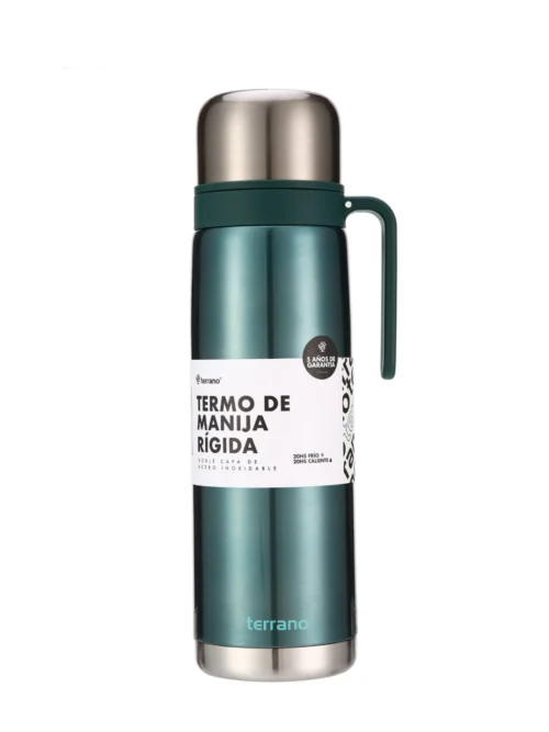 Termo 1Lt. Premium Manija Rigida Metalizado - Verde