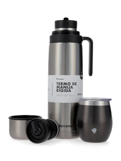 Termo Manija Rigida + Mate Acero Con tapa - Acero