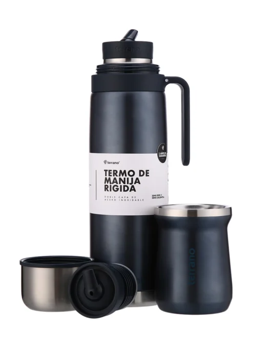 Termo Manija Rigida + Mate Acero inox. - Azul Metalizado