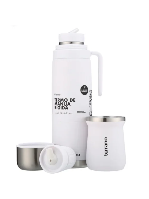 Termo Manija Rigida + Mate Acero inox. - Blanco