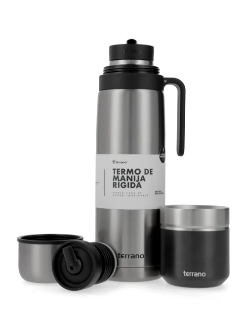 Termo Manija Rigida + Mate Acero inox. - Folkie Negro Met