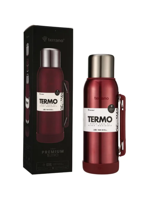 Termo Premium 1lt. Con base de Silicona Metalizado - Rojo