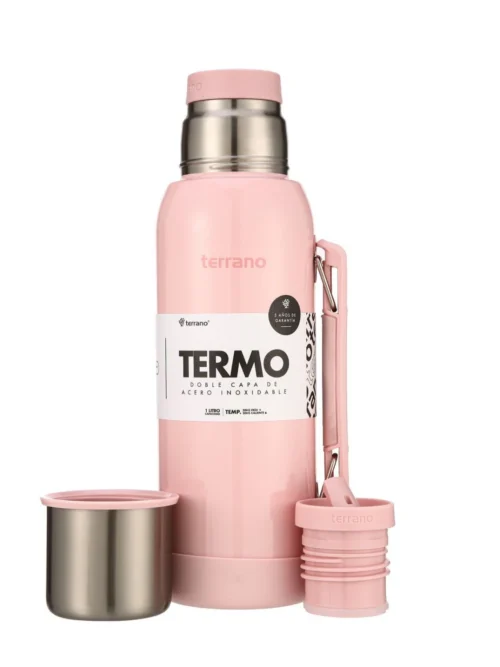 Termo Premium 1lt. Con base de Silicona Metalizado - Rosado