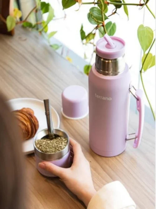 Termo Premium 1Lt. con Manija. - Lila