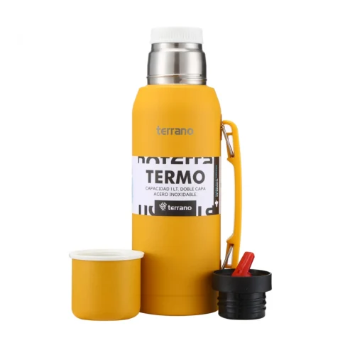 Termo Premium 1Lt. con Manija. - Mostaza