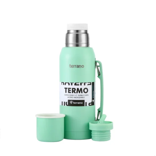 Termo Premium 1Lt. con Manija. - Verde Agua