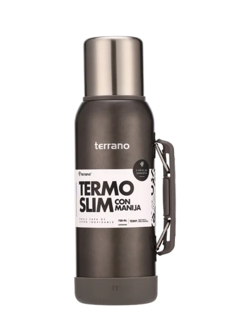 Termo Slim 750mL. con Base Silicona - Gris Metalizado