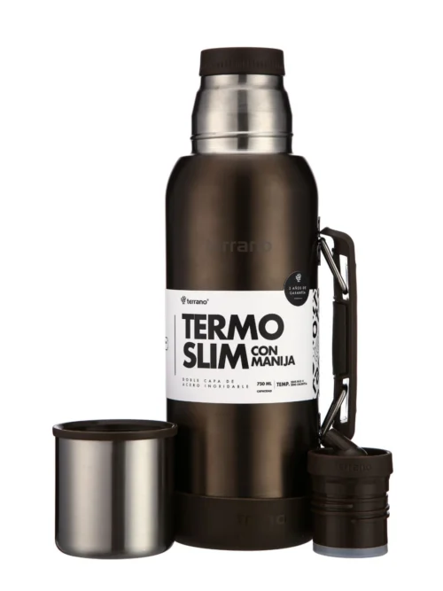 Termo Slim 750mL. con Base Silicona - Marrón Metalizado