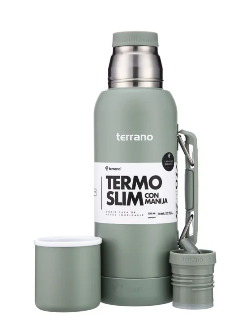Termo Slim 750mL. con Base Silicona - Oliva