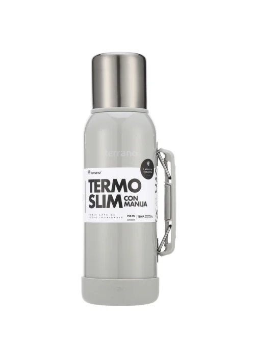 Termo Slim 750mL. con Base Silicona - Oliva Metalizado