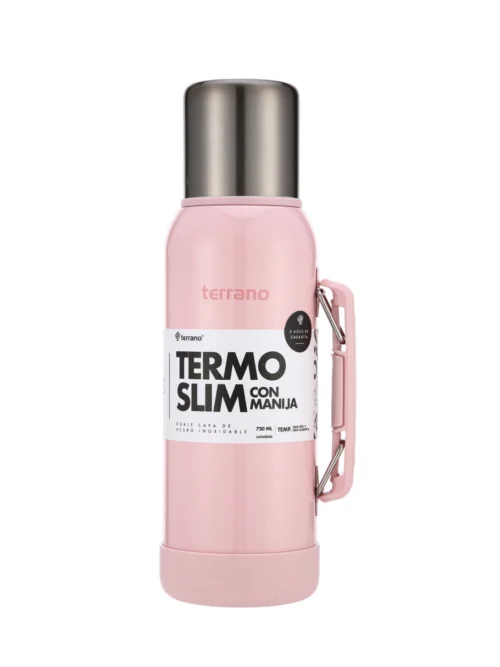 Termo Slim 750mL. con Base Silicona - Rosado Metalizado