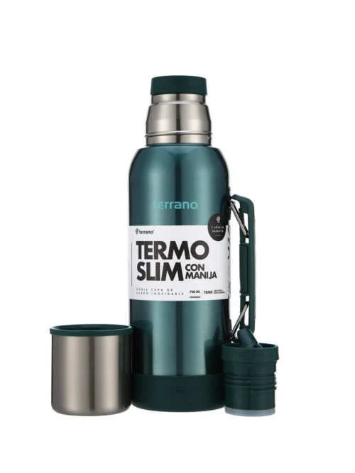 Termo Slim 750mL. con Base Silicona - Verde Metalizado