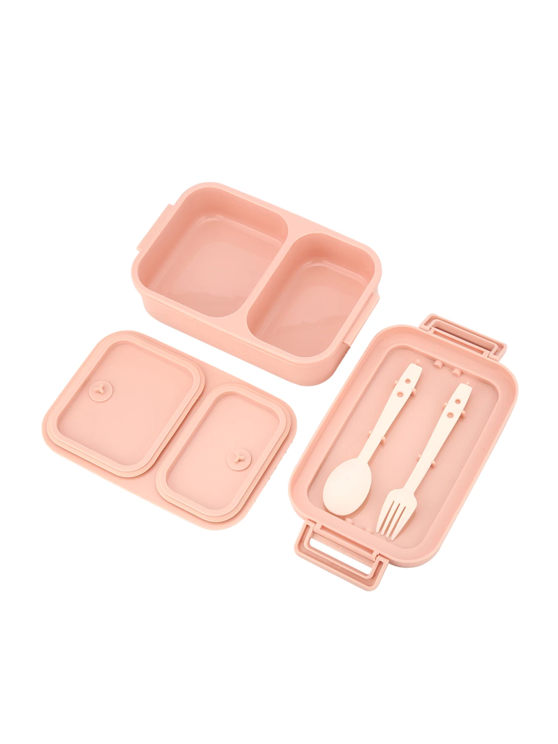 Tupper Pickbox con Asa + Cubiertos - Rosado 2 Tupper Pickbox con Asa + Cubiertos - Rosado - Imagen 2