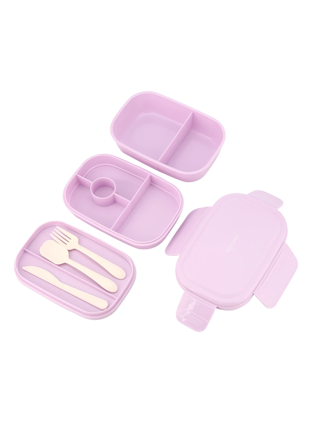Tupper Pickbox Doble con Cubiertos - Lila 3 Tupper Pickbox Doble con Cubiertos - Lila - Imagen 3